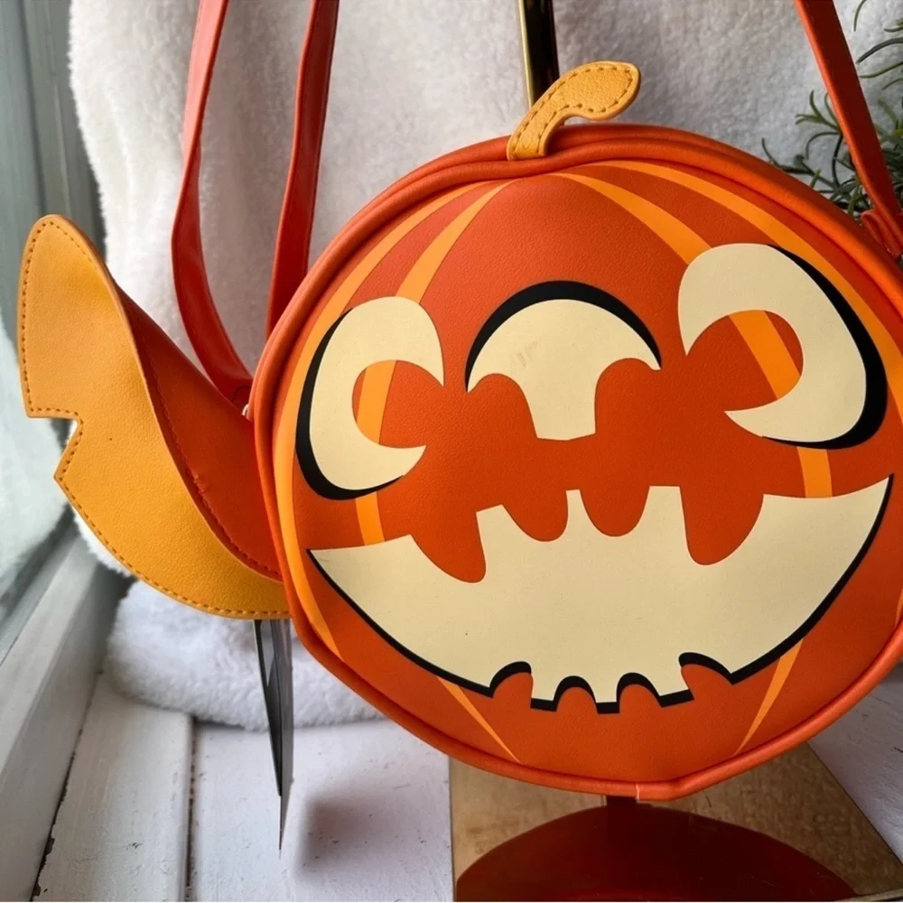 Disney Stitch Pumpkin Glow in the Dark Crossbody Bag Halloween NWT